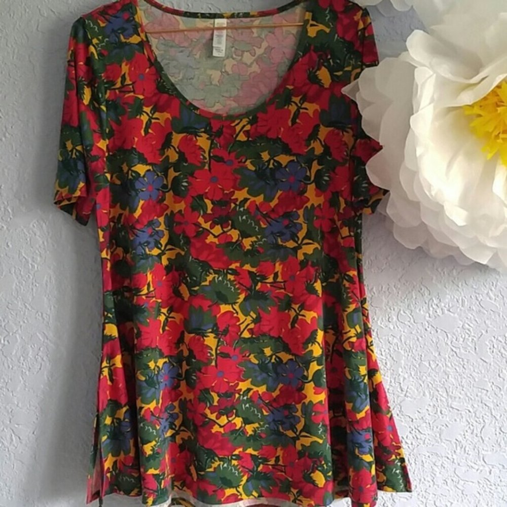 LuLaRoe Perfect T Floral Short Sleeve Spandex & Cotton S